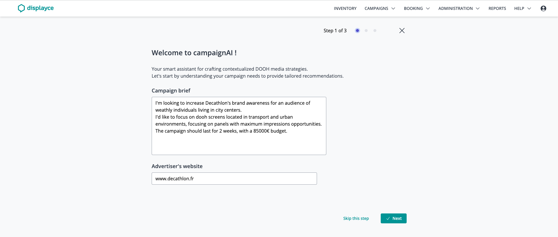 Launch of campaignAI a generative AI tool for DOOH strategy 